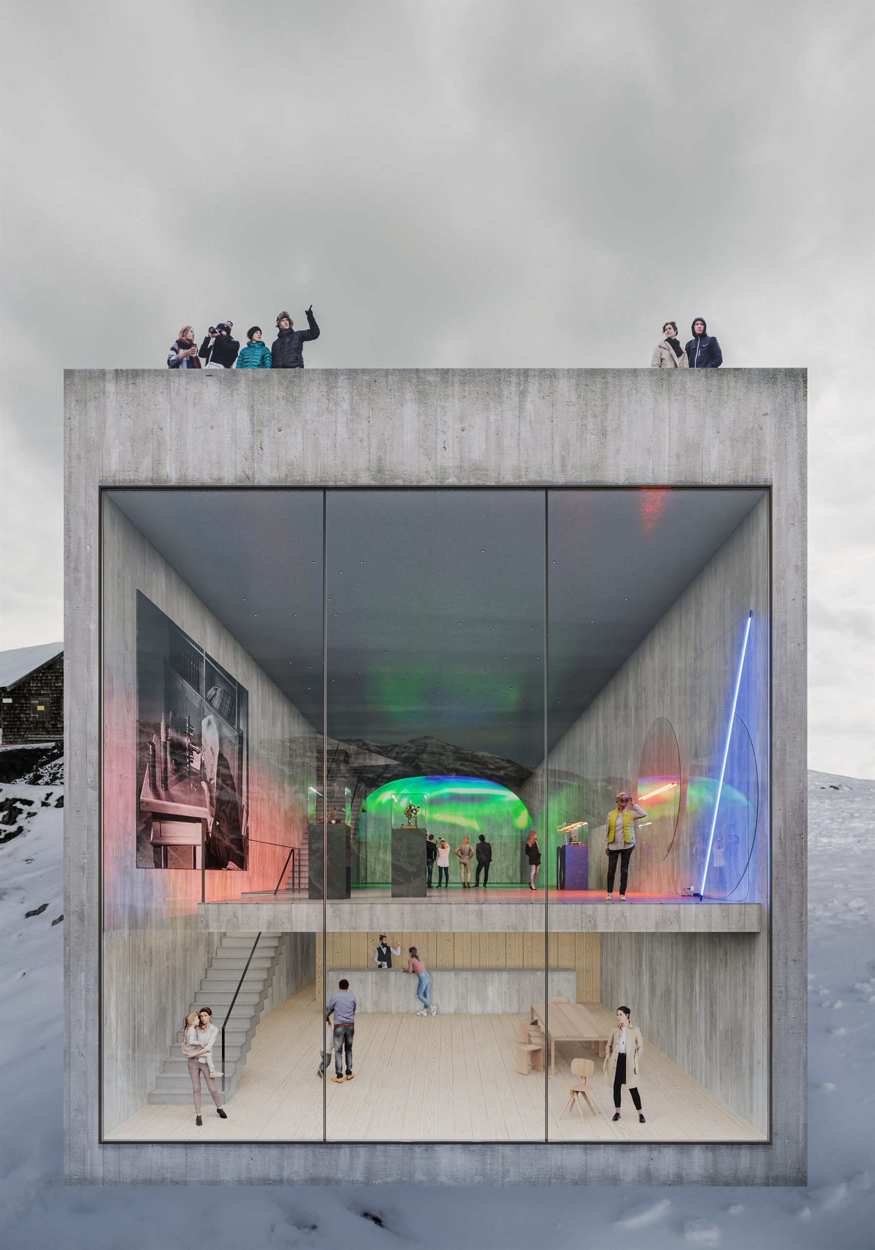 Nordkette — Fassade vor Bergpanorama